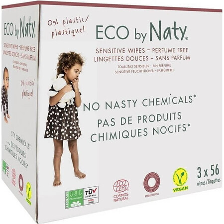 Eco by Naty Salviette umidificate senza profumo per pelli sensibili 1×168 pezzi, salviette umidificate