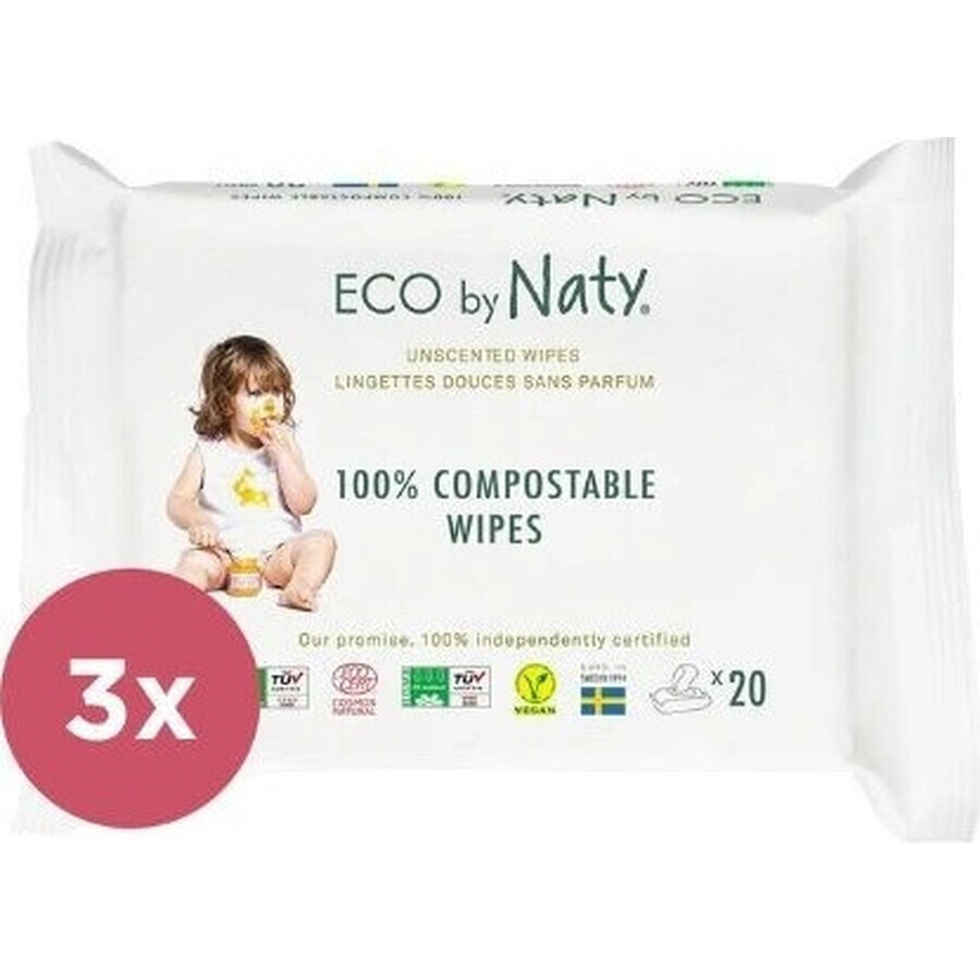 Eco by Naty Salviette umidificate senza profumo per pelli sensibili 1×168 pezzi, salviette umidificate