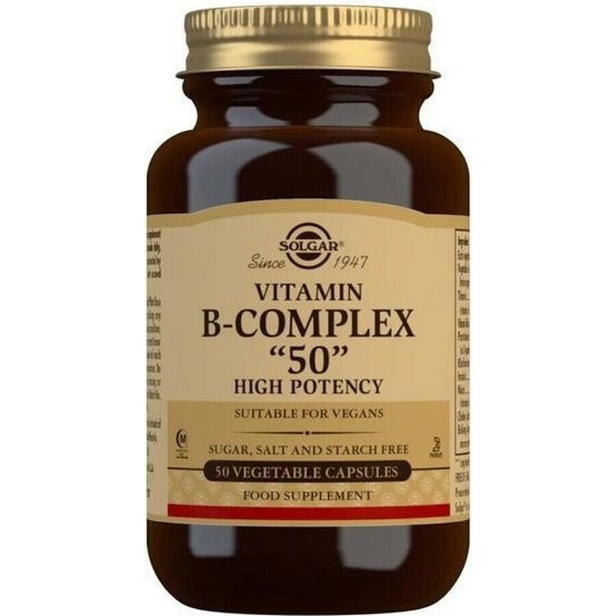 Solgar Vitamina del complejo B de alta potencia 50 cápsulas 1×50 cps, suplemento dietético