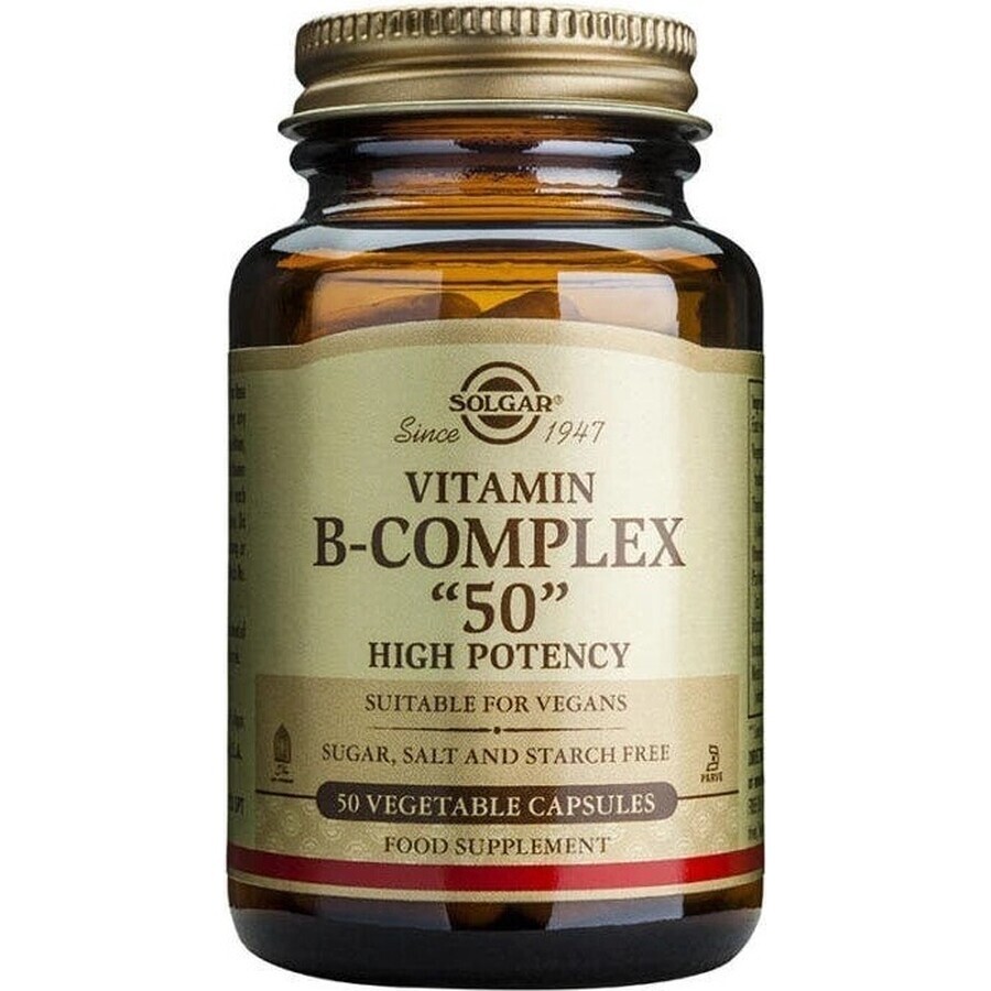 Solgar Vitamina del complejo B de alta potencia 50 cápsulas 1×50 cps, suplemento dietético