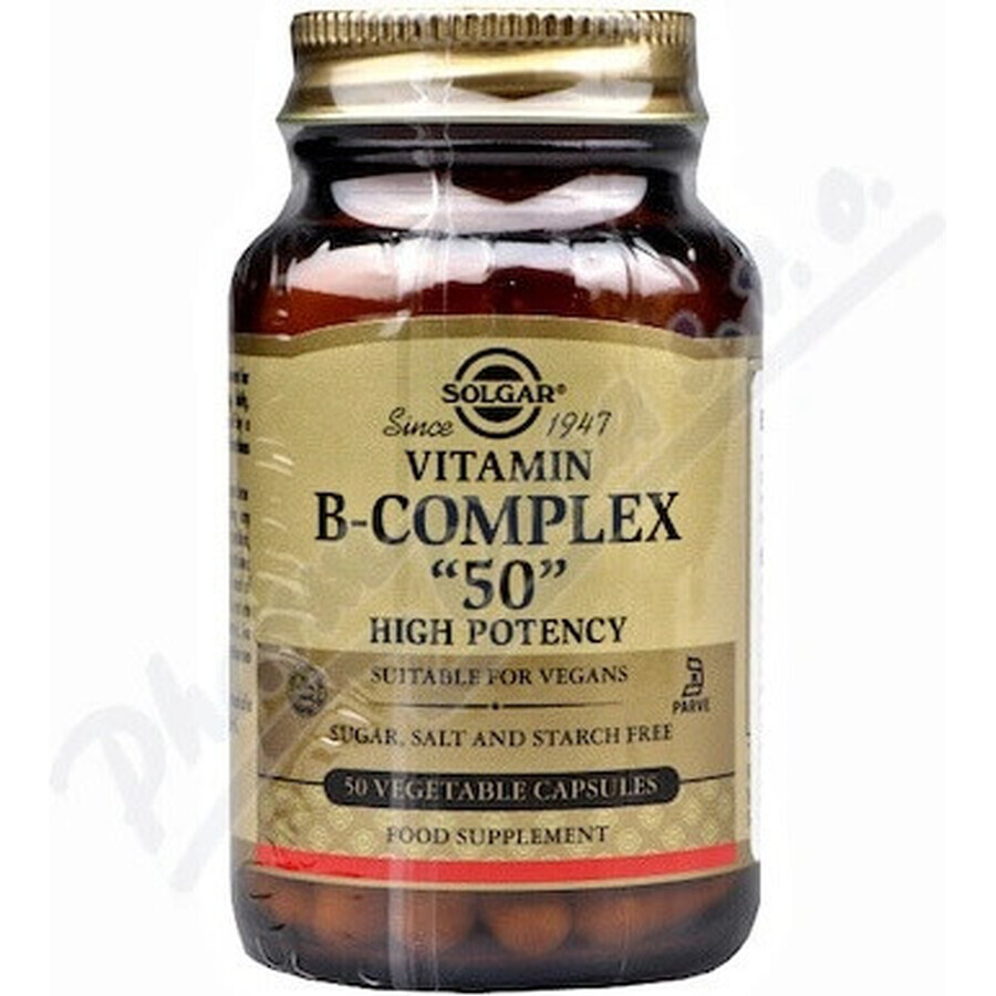 Solgar Vitamina del complejo B de alta potencia 50 cápsulas 1×50 cps, suplemento dietético