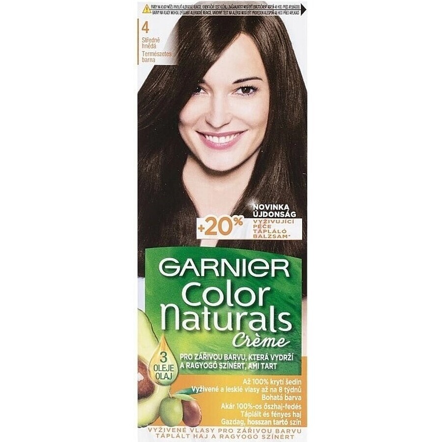 Garnier Color Naturals colore permanente per capelli 4 Castano Medio 1×1 pezzo, colore per capelli