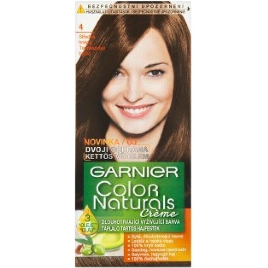 Garnier Color Naturals colore permanente per capelli 4 Castano Medio 1×1 pezzo, colore per capelli