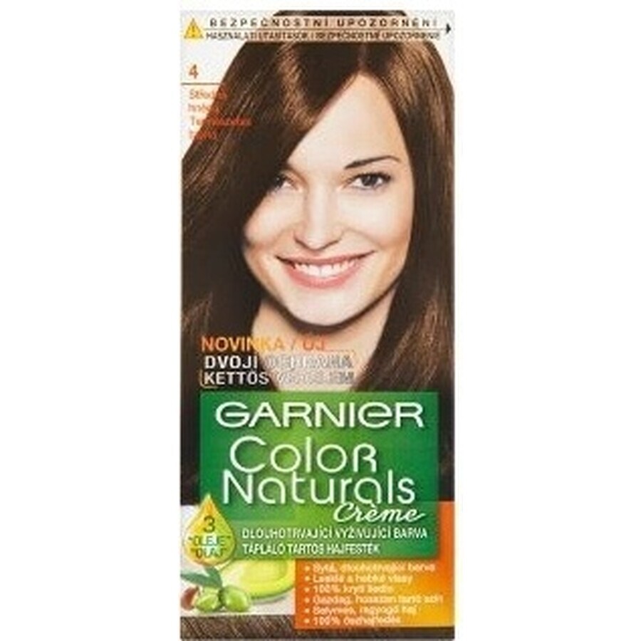 Garnier Color Naturals colore permanente per capelli 4 Castano Medio 1×1 pezzo, colore per capelli