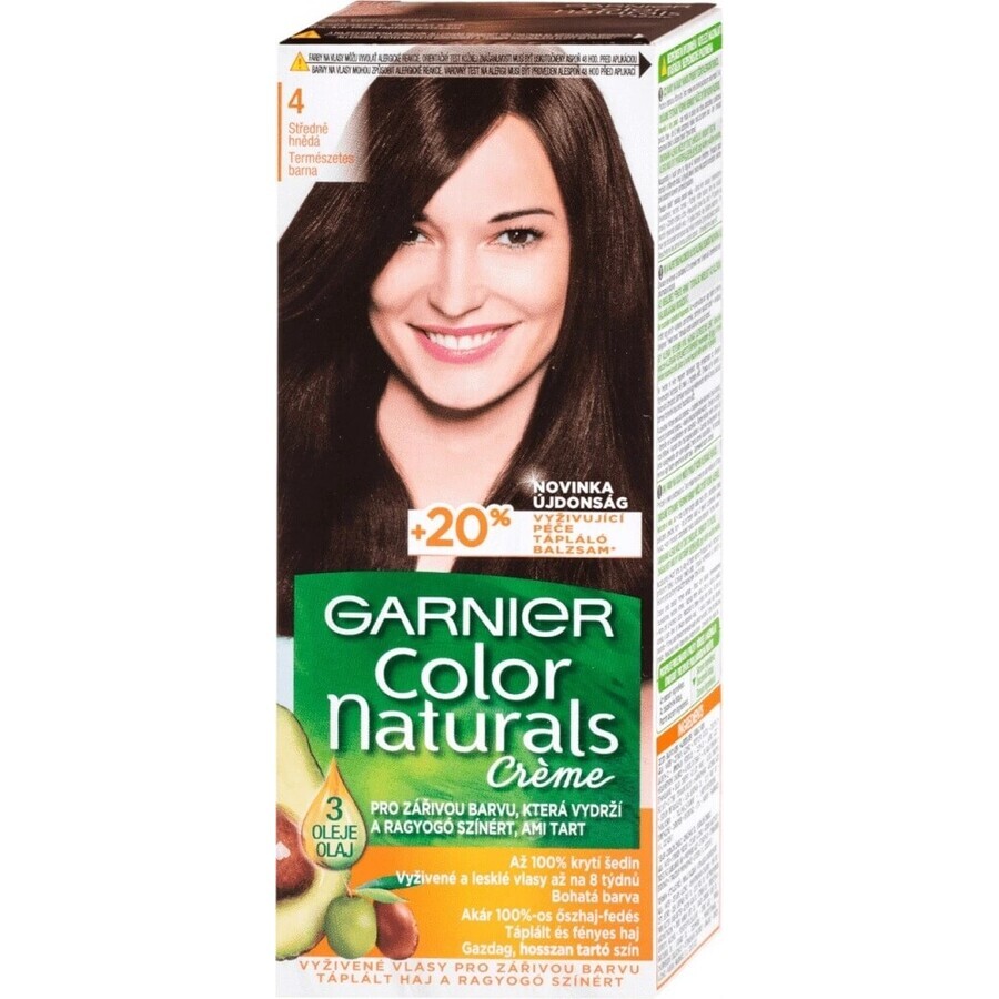 Garnier Color Naturals colore permanente per capelli 4 Castano Medio 1×1 pezzo, colore per capelli