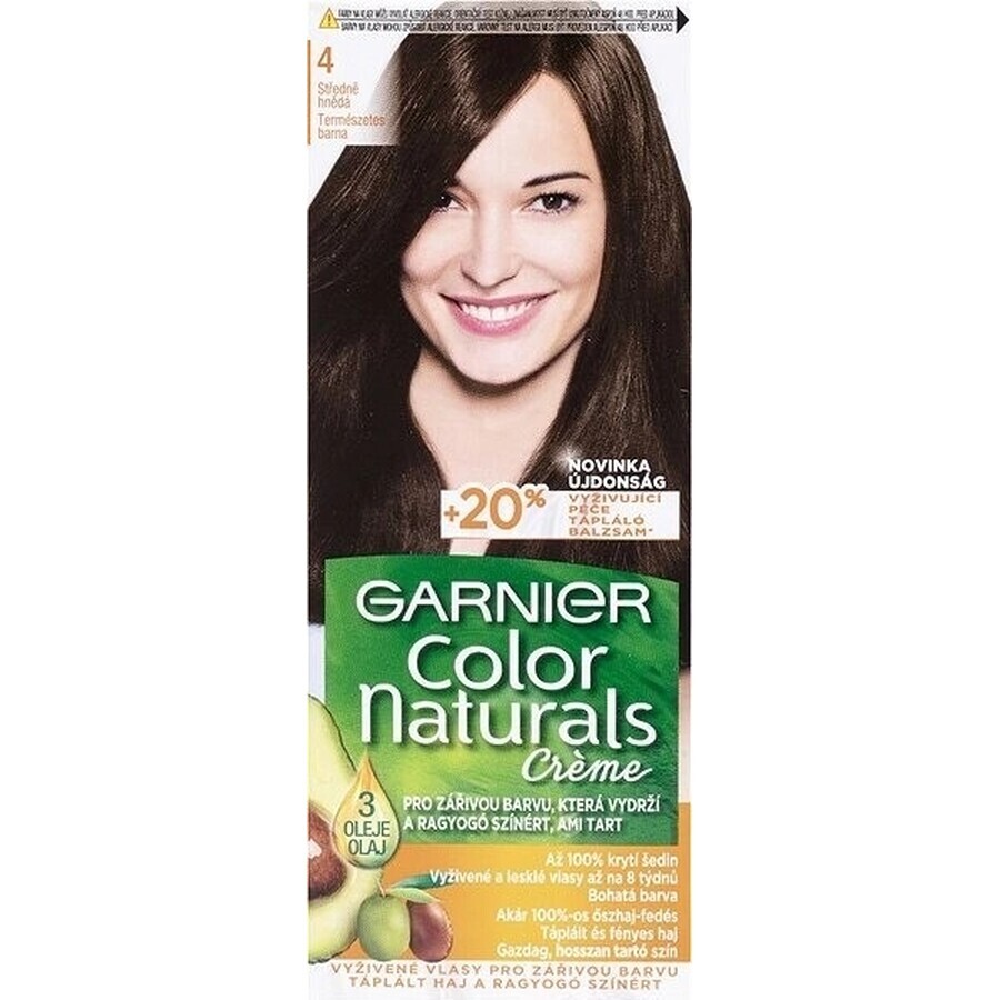 Garnier Color Naturals colore permanente per capelli 4 Castano Medio 1×1 pezzo, colore per capelli