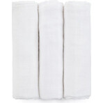 PETITE&MARS Set di pannolini in mussola di bambù 3 pezzi Moussy Total White, 68 x 68 cm 1×3 pezzi, set di pannolini