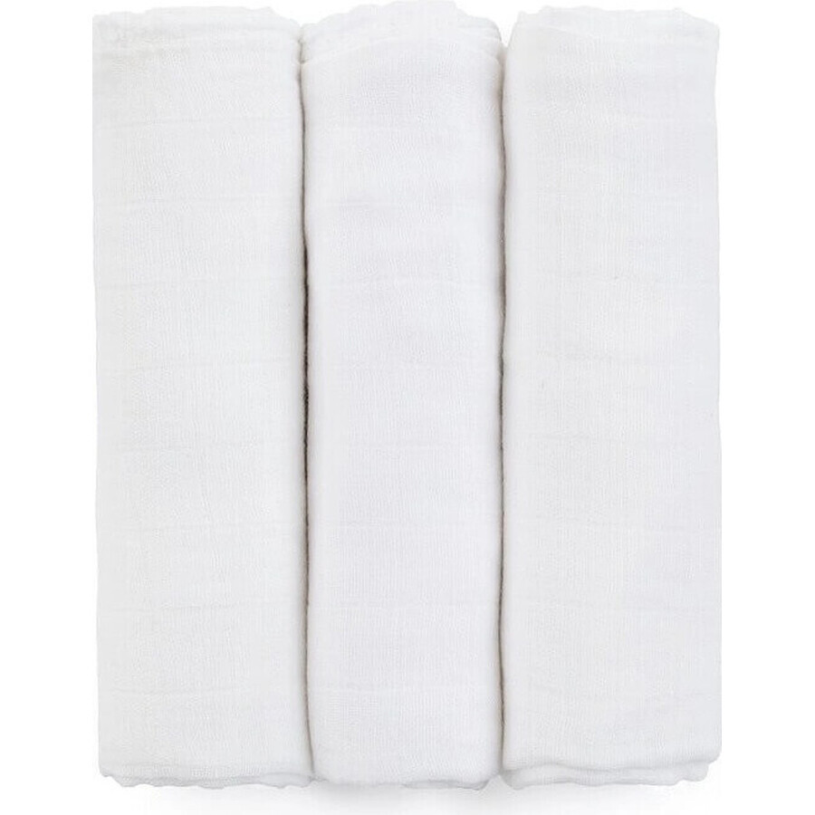 PETITE&MARS Set di pannolini in mussola di bambù 3 pezzi Moussy Total White, 68 x 68 cm 1×3 pezzi, set di pannolini