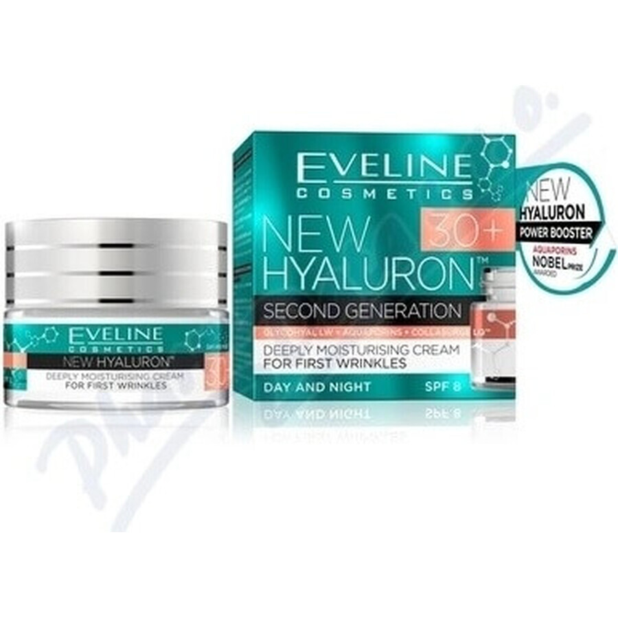 Eveline Hyaluron Clinic Crema de Día y Noche 30+ 1×50 ml, crema profundamente hidratante para las primeras arrugas