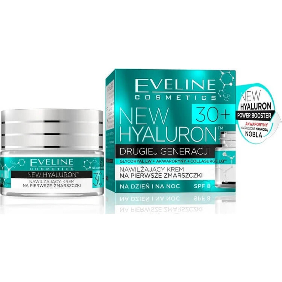 Eveline Hyaluron Clinic Crema de Día y Noche 30+ 1×50 ml, crema profundamente hidratante para las primeras arrugas