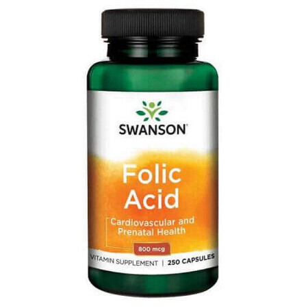 Folic Acid 800 mcg, 250 capsules, Swanson