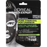 L'Oréal Paris Men Expert Pure Charcoal 1×30 g, gezichtsmasker van textiel