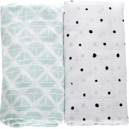 MOTHERHOOD Muslin Blanket 2pcs Mint Boats 100x120cm 1×2pcs