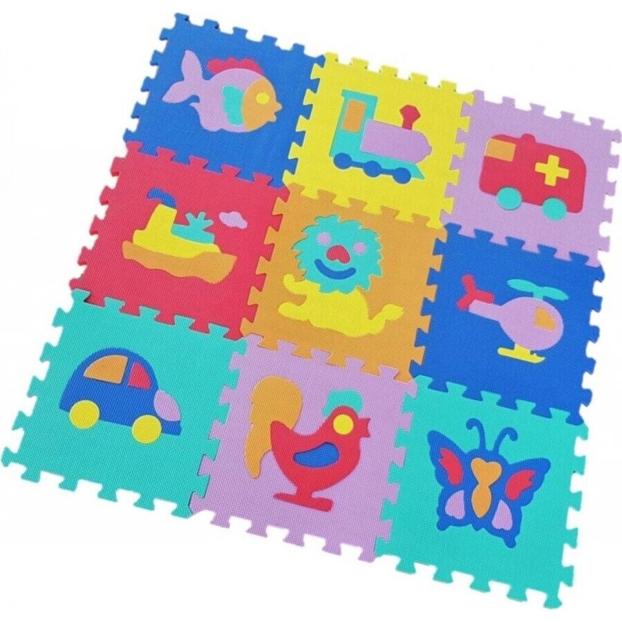 FOAM MASTER TRADING Foam mat animale și vehicule 1×9 buc, spumă puzzle