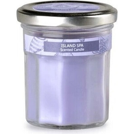 Emocio Bottiglia in vetro viola con coperchio in metallo Candela profumata Island Spa 1×1 pz, dimensioni 69 x 85 mm