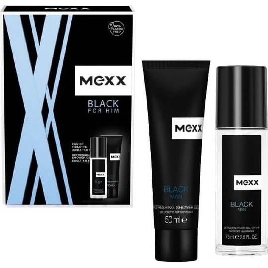 MEXX BLACK MAN deodorante 75ML + gel doccia 50ML 1×1pc, set cosmetico per uomo