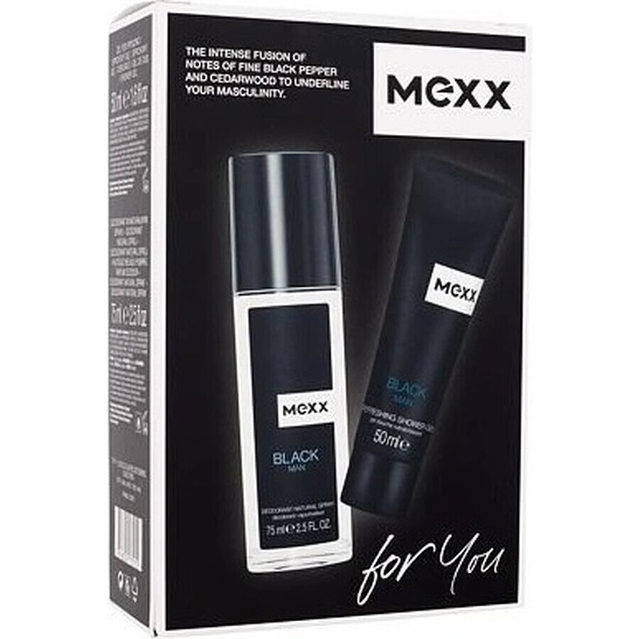 MEXX BLACK MAN deodorante 75ML + gel doccia 50ML 1×1pc, set cosmetico per uomo