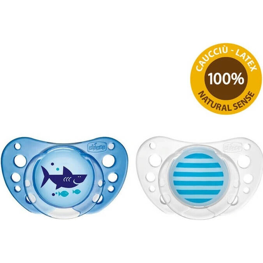 Chicco Physio Air Sucette en latex 0-6m+, bleu 2pcs 1×2 pcs 1×2 pcs, sucette apaisante (0-6m+)