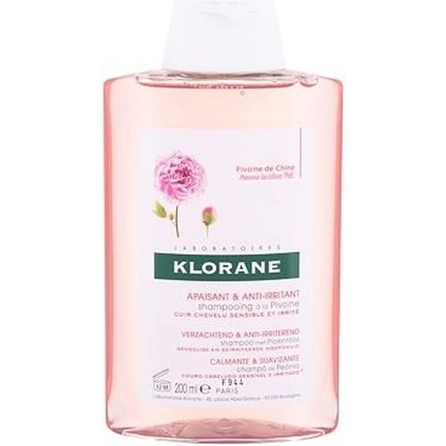 KLORANE CHAMPÚ con peonía bio 1×200ml, champú para cuero cabelludo sensible e irritado