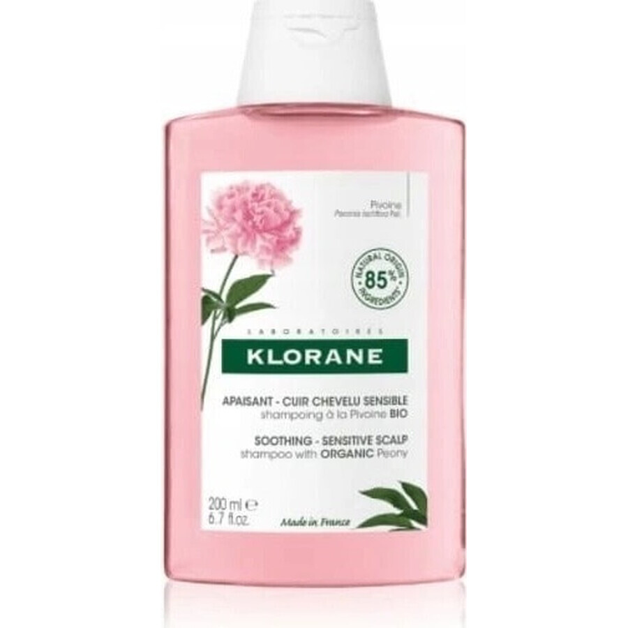 KLORANE CHAMPÚ con peonía bio 1×200ml, champú para cuero cabelludo sensible e irritado