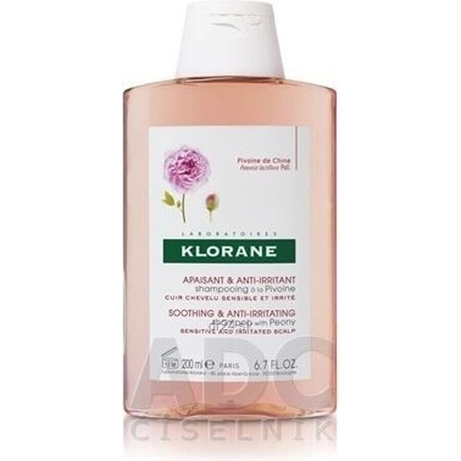 KLORANE CHAMPÚ con peonía bio 1×200ml, champú para cuero cabelludo sensible e irritado