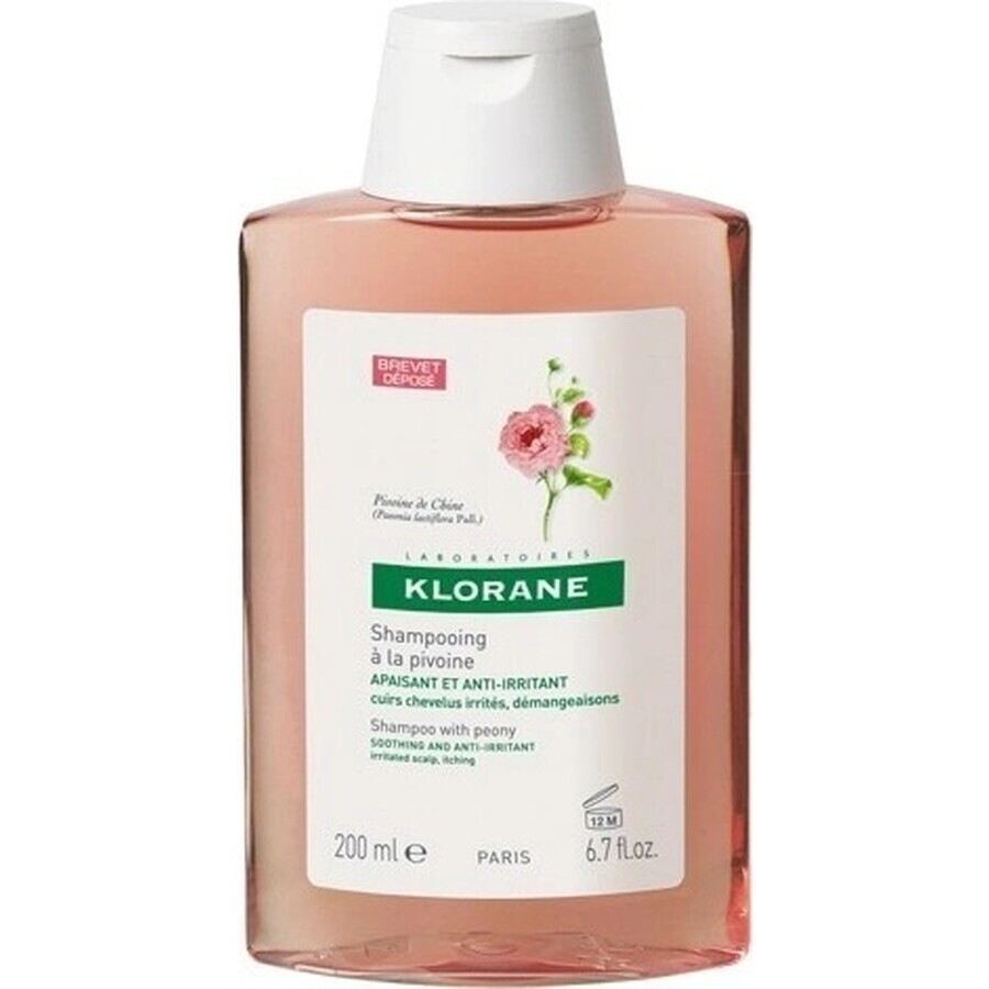 KLORANE CHAMPÚ con peonía bio 1×200ml, champú para cuero cabelludo sensible e irritado