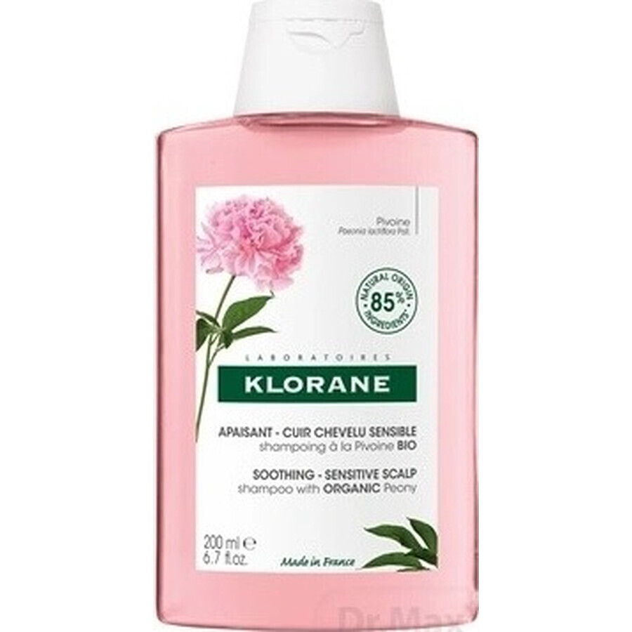 KLORANE CHAMPÚ con peonía bio 1×200ml, champú para cuero cabelludo sensible e irritado