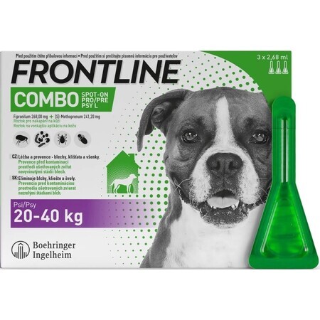 FRONTLINE COMBO spot-on pentru DOG L 3 x 2.68 ml 3x2.68 ml, soluție pentru câini