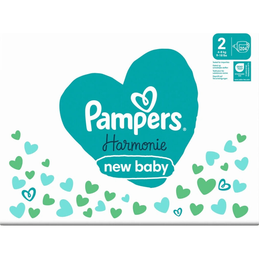 PAMPERS HARMONIE BABY DIAPERS V.2 4-8KG 204KS 1×204 pcs, diapers in size 2