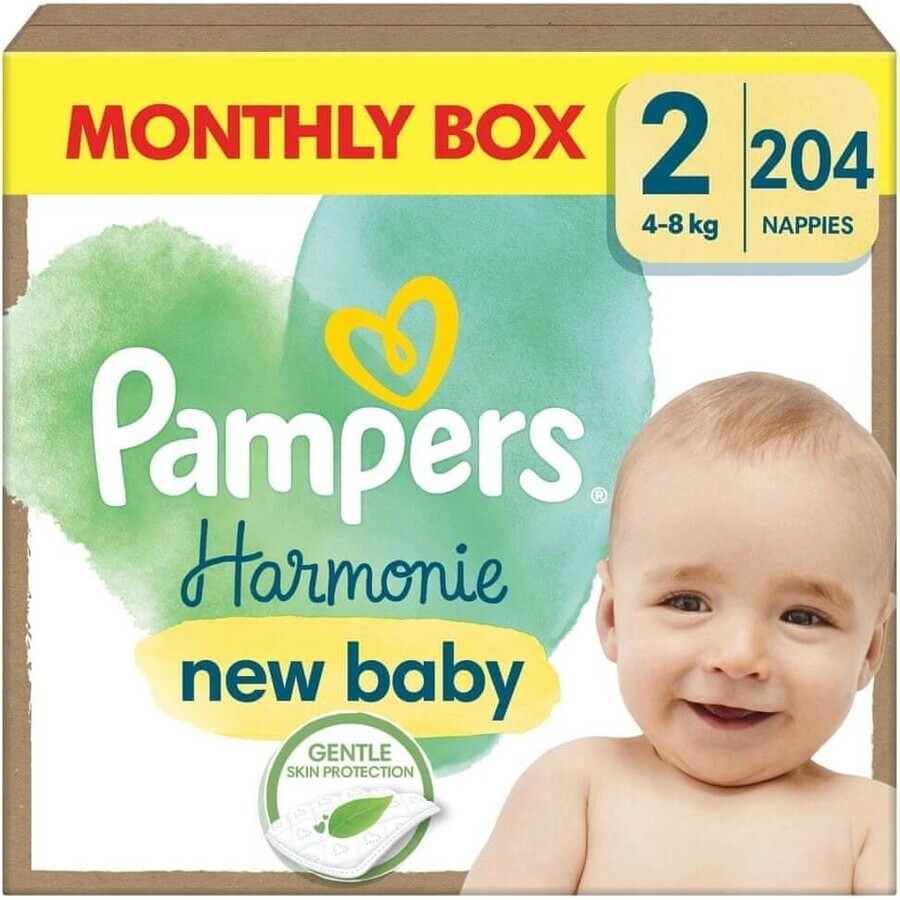 PAMPERS HARMONIE BABY DIAPERS V.2 4-8KG 204KS 1×204 pcs, diapers in size 2