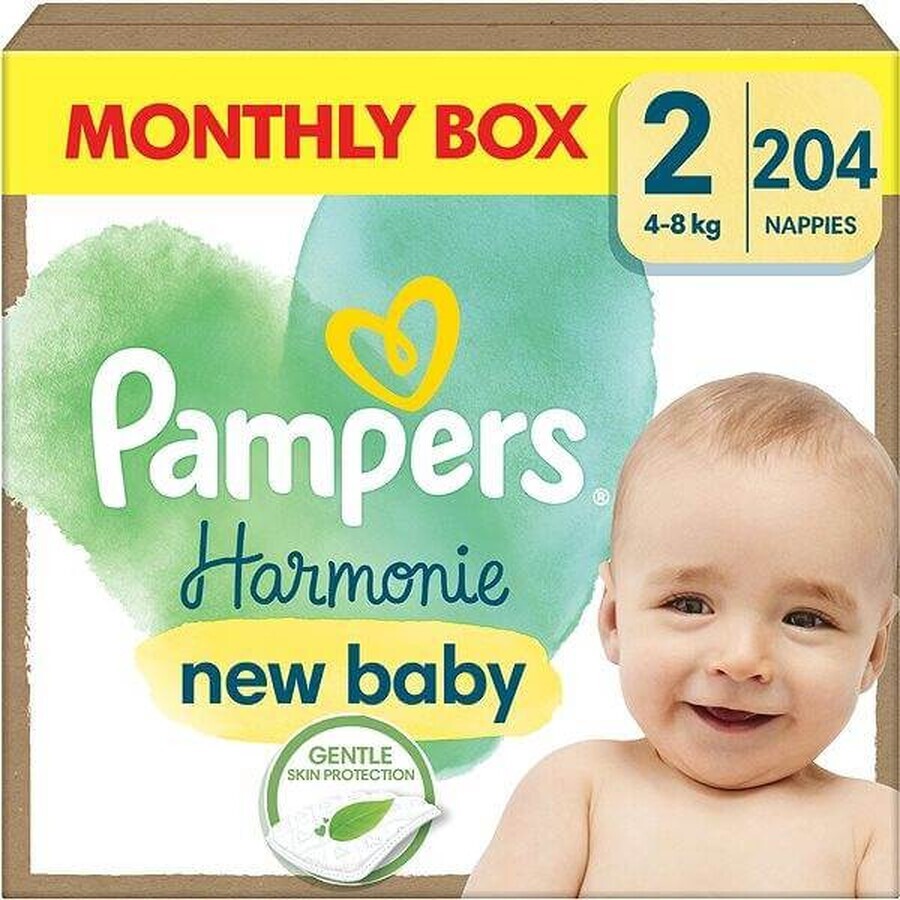 PAMPERS HARMONIE BABY DIAPERS V.2 4-8KG 204KS 1×204 pcs, diapers in size 2