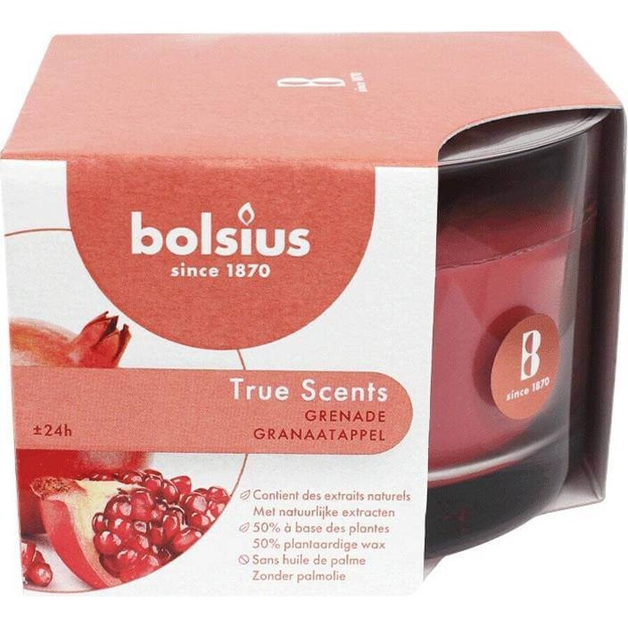 Bolsius Aromatic 2.0 Glass Bottle 90x63mm Pomegranate, scented candle 1×1 pc, scented candle