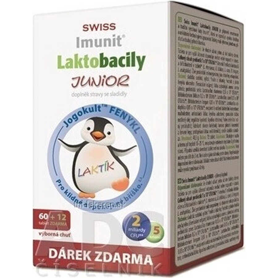 SWISS Lactobacilli JUNIOR Immunit + vitamina D3 60+12 tbl.+ regalo 1×72 tbl, vitamine