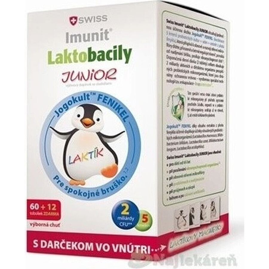 SWISS Lactobacilli JUNIOR Immunit + vitamina D3 60+12 tbl.+ regalo 1×72 tbl, vitamine