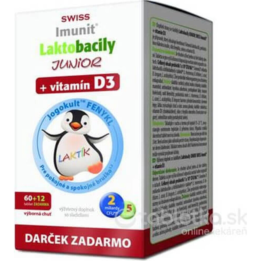 SWISS Lactobacilli JUNIOR Immunit + vitamina D3 60+12 tbl.+ regalo 1×72 tbl, vitamine