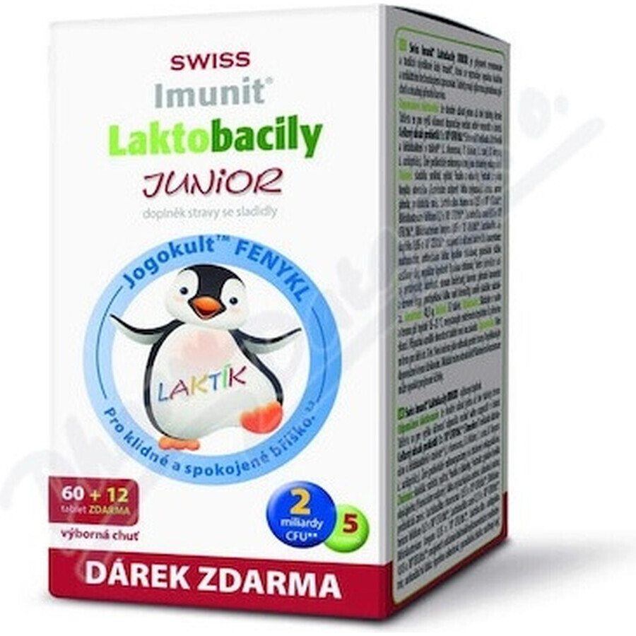 SWISS Lactobacilli JUNIOR Immunit + vitamina D3 60+12 tbl.+ regalo 1×72 tbl, vitamine