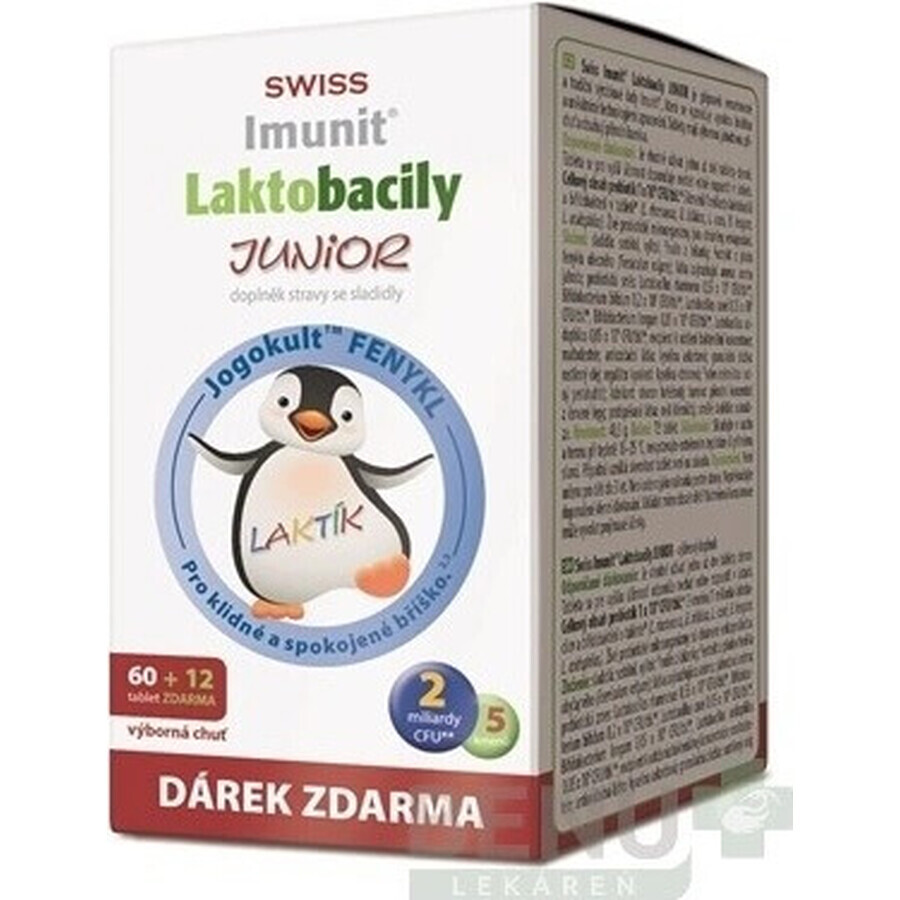 SWISS Lactobacilli JUNIOR Immunit + vitamina D3 60+12 tbl.+ regalo 1×72 tbl, vitamine