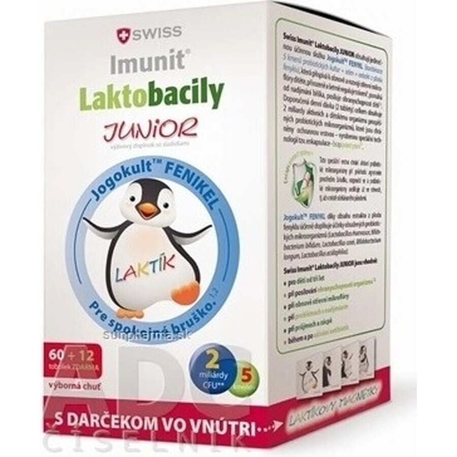 SWISS Lactobacilli JUNIOR Immunit + vitamina D3 60+12 tbl.+ regalo 1×72 tbl, vitamine