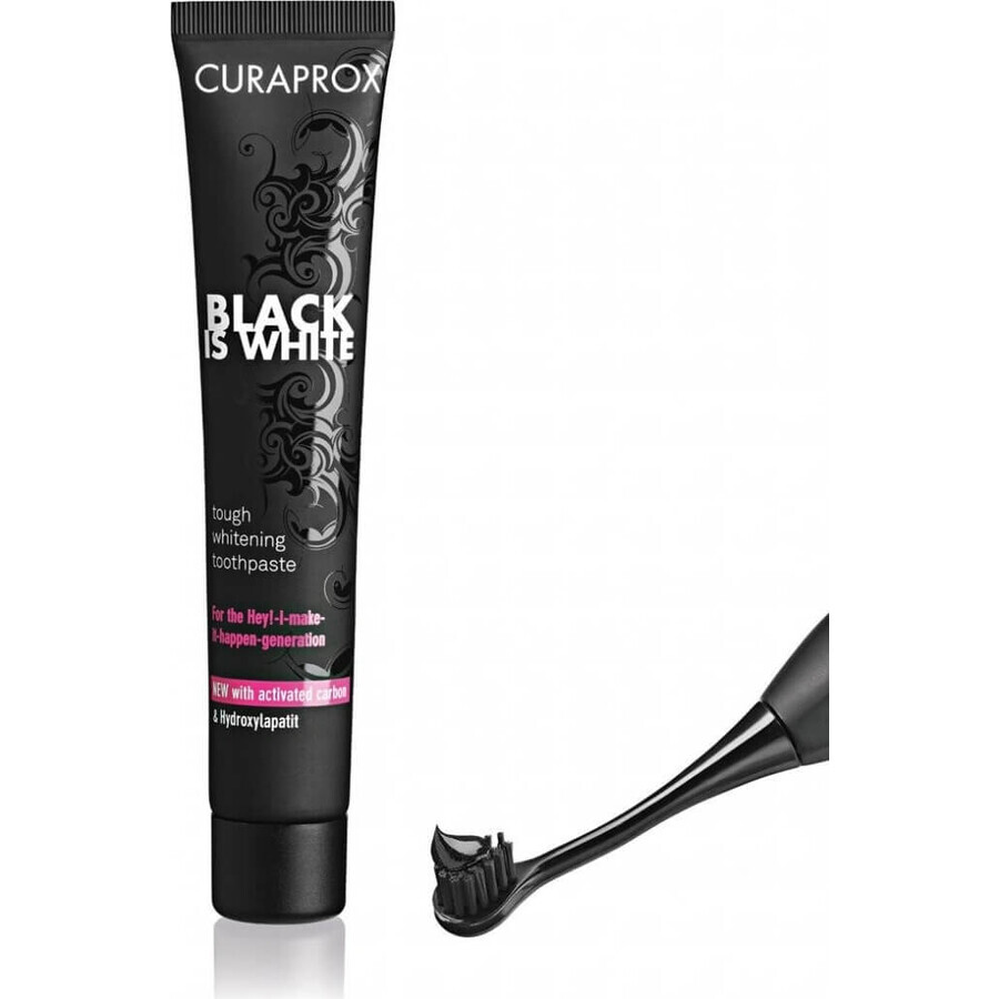 CURAPROX Black is White + CS 5460 1×1 set, 90 ml de dentifrice blanchissant + CS 5460 brosse à dents