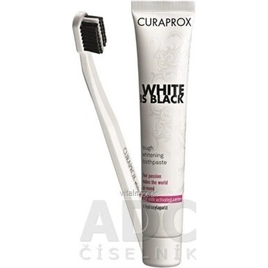 CURAPROX Black is White + CS 5460 1×1 set, 90 ml de dentifrice blanchissant + CS 5460 brosse à dents