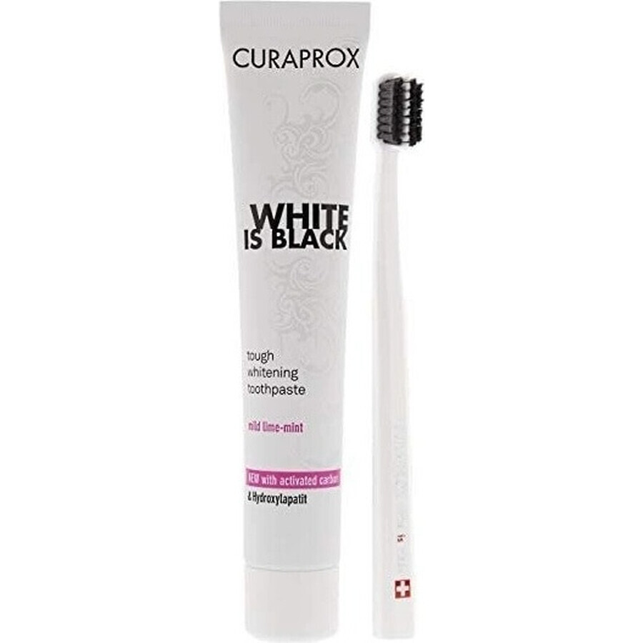 CURAPROX Black is White + CS 5460 1×1 set, 90 ml de dentifrice blanchissant + CS 5460 brosse à dents