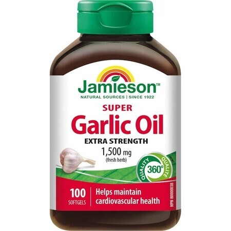 JAMIESON SUPER GARLIC OIL 1500 mg 1×100 cps, supliment alimentar