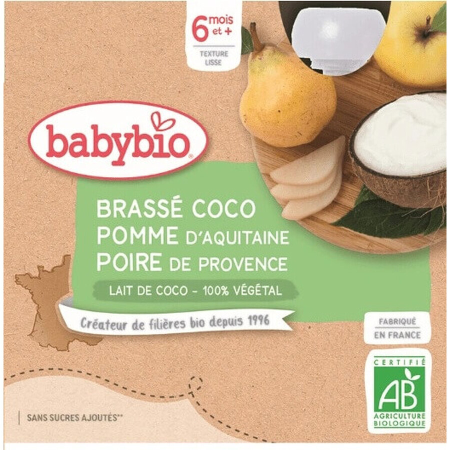 BABYBIO Dessert with coconut milk - apple and pear (4x 85 g) 4×85 g