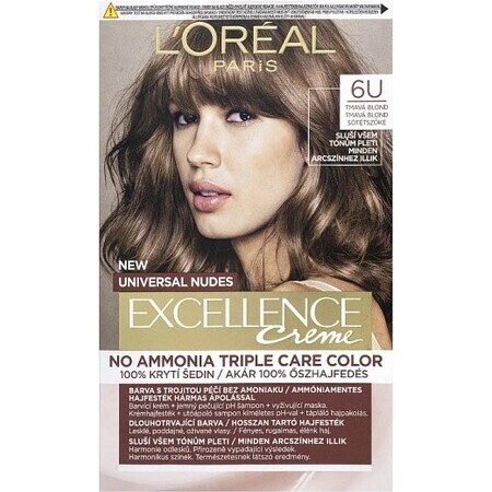 L'Oréal Paris Excellence Creme Universal Creme Universal Nudes colore permanente per capelli 6U Biondo Scuro 1×1 pz, colore per capelli