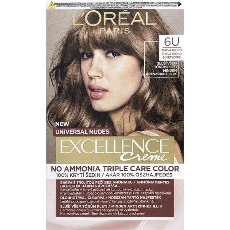 L'Oréal Paris Excellence Creme Universal Creme Universal Nudes colore permanente per capelli 6U Biondo Scuro 1×1 pz, colore per capelli