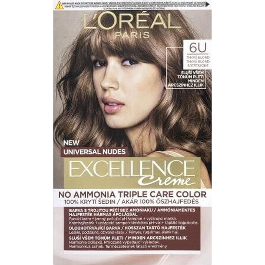 L'Oréal Paris Excellence Creme Universal Creme Universal Nudes colore permanente per capelli 6U Biondo Scuro 1×1 pz, colore per capelli