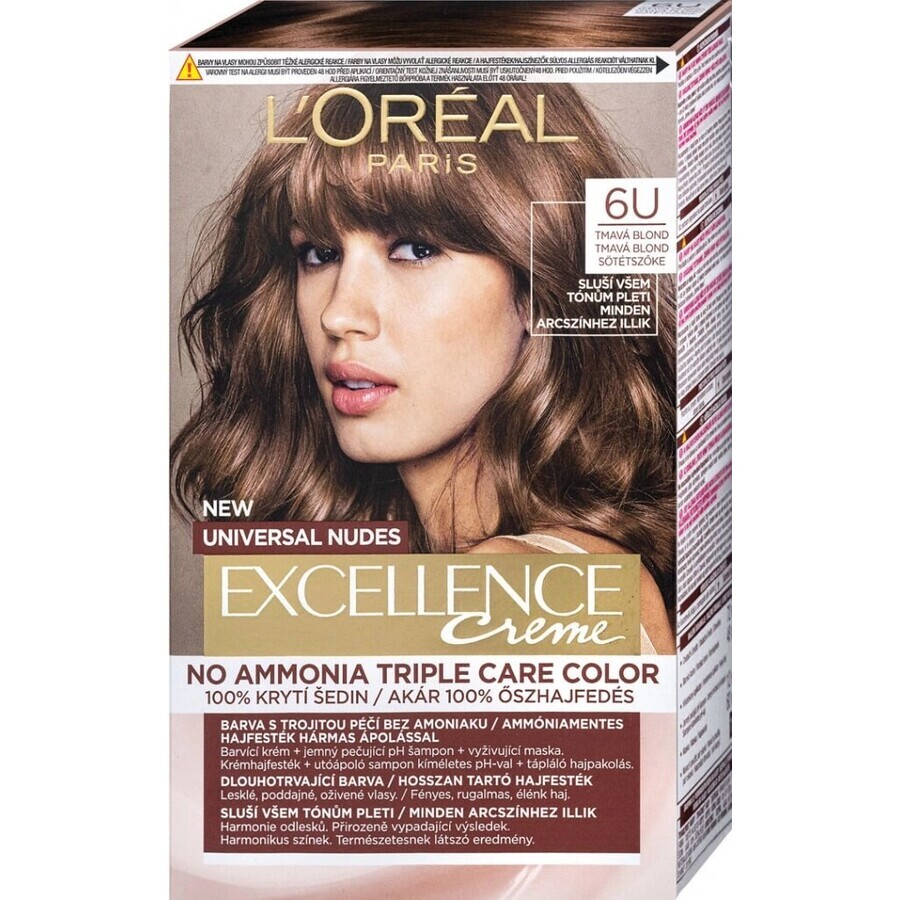 L'Oréal Paris Excellence Creme Universal Creme Universal Nudes colore permanente per capelli 6U Biondo Scuro 1×1 pz, colore per capelli