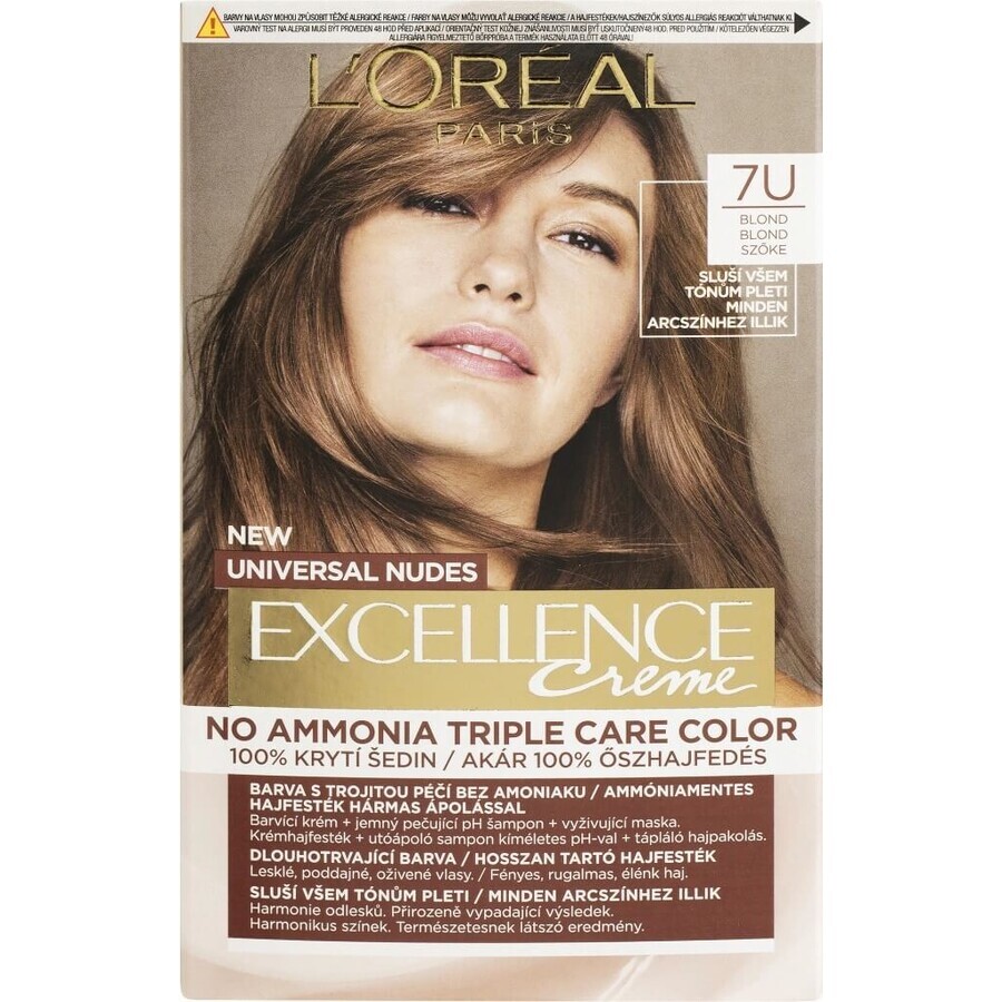 L'Oréal Paris Excellence Creme Universal Creme Universal Nudes colore permanente per capelli 6U Biondo Scuro 1×1 pz, colore per capelli