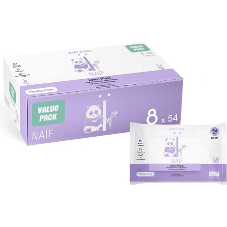 NAÏF Toallitas húmedas para bebés y niños 8×54 uds, toallitas húmedas