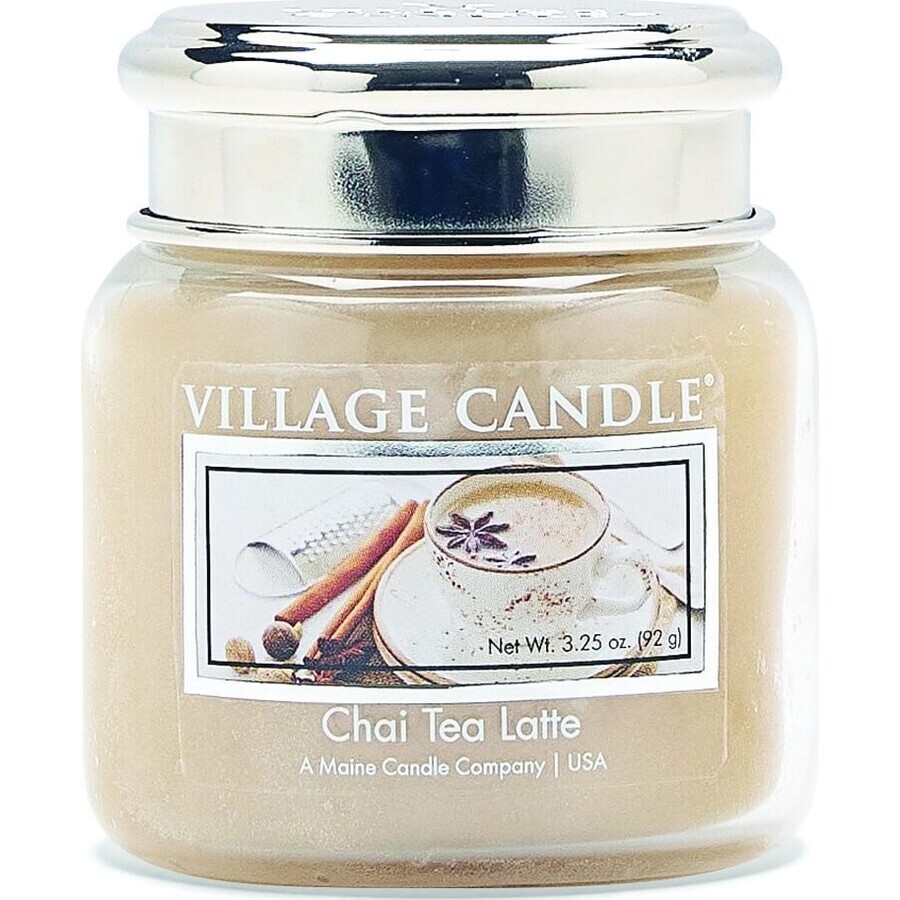 Village Candle Candela profumata in bottiglia - Chai Tea Latte - Tè alla cannella, grande 1×1 pz.